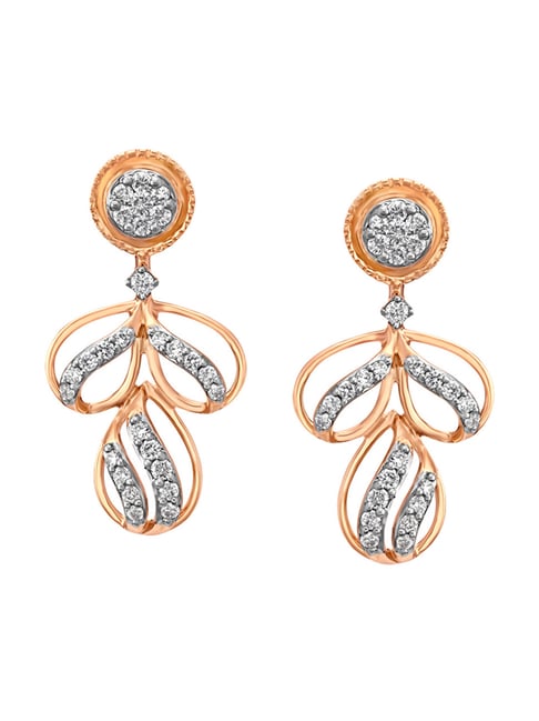 Mia by Tanishq 18 KT Rose Gold Oblong Diamond Drop Earrings Rose Gold 18kt  Drop Earring Price in India - Buy Mia by Tanishq 18 KT Rose Gold Oblong  Diamond Drop Earrings