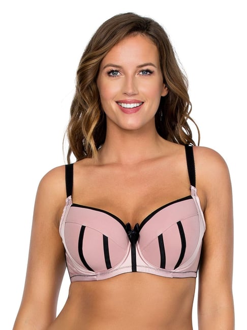 PARFAIT Dusty Rose & Black Under Wired Full Coverage Bra Price in India