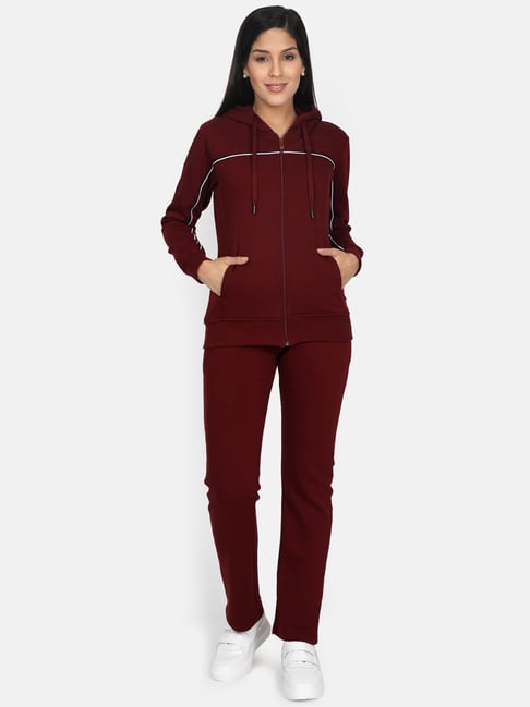 Buy Monte Carlo Maroon Regular Fit Track Suit for Women Online