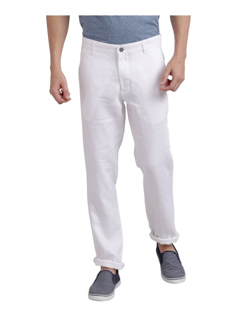 Buy Off White Trousers  Pants for Men by LINEN CLUB Online  Ajiocom