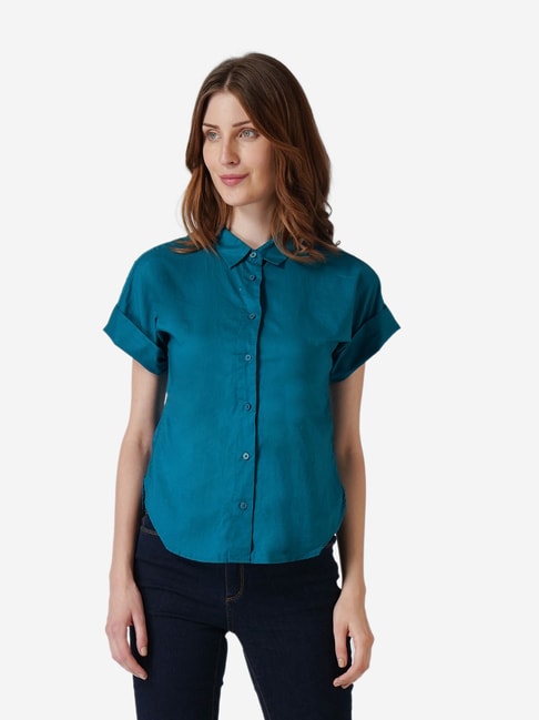 Mode by Red Tape Blue Regular Fit Shirt Price in India