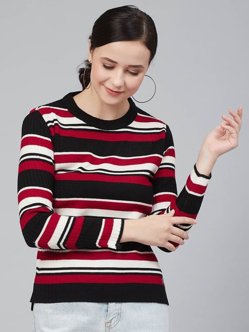 Red and black sales striped jumper