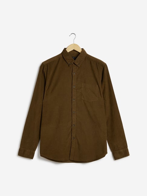 Tan Sage Corduroy Shirt RRL By Ralph Lauren Slim Fit Corduroy