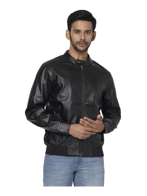 Buy Justanned Brown Regular Fit Leather Jacket for Men's Online @ Tata CLiQ