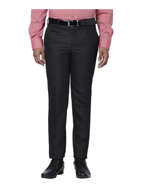 Park Avenue Black Super Slim Fit Flat Front Trousers