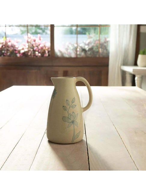 ellementry Fiore Off White Ceramic Jug - Set of 1
