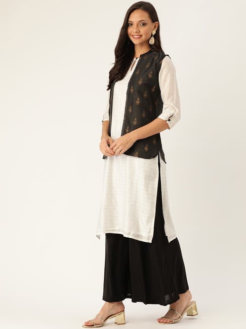 Buy Aanshi FASHION Women Printed Cotton Kurti With Shrug/ Jacket Black(XL)  Online at Best Prices in India - JioMart.