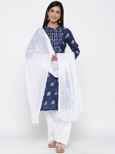 Jaipur Kurti Blue Printed Kurta Salwar Set With Dupatta