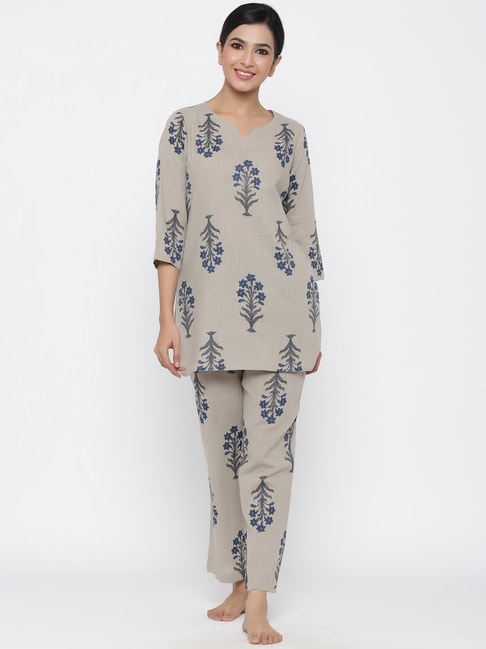 Buy Jaipur Kurti Grey Printed Night Suit for Womens Online  Tata CLiQ