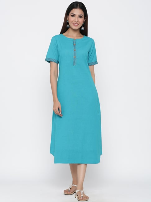 Jaipur Kurti Blue A-Line Dress Price in India