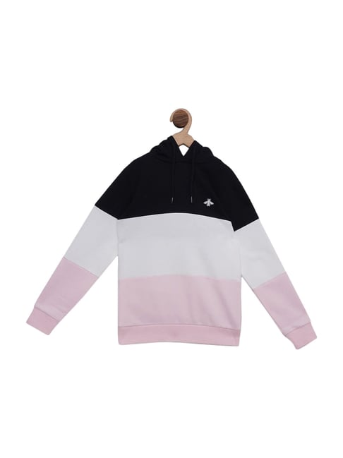 Mode by Red Tape Kids Black & Pink Color Block Pattern Hoodie-picture-37