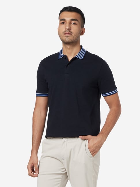 Buy Ascot by Westside Navy Striped Polo T-Shirt for Men Online @ Tata CLiQ