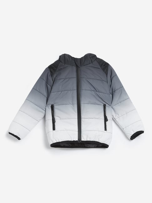 Buy HOP Kids by Westside Grey Ombre Puffer Jacket with Hood for