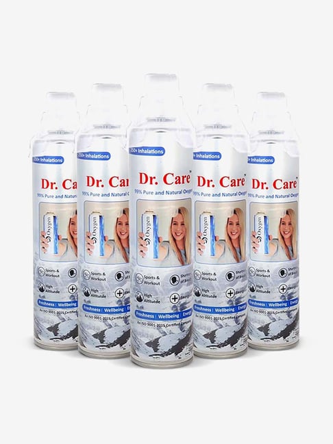 MCP Dr. Care 12L Portable Oxygen Can with Inbuilt Mask and Upto 250 Breaths - Pack of 5