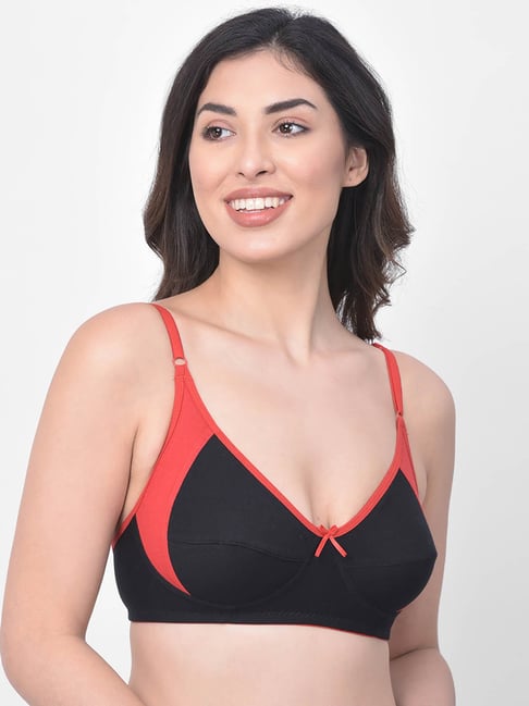 Buy Supportz Non-Padded Non-Wired Full Cup Bra in Red - Cotton