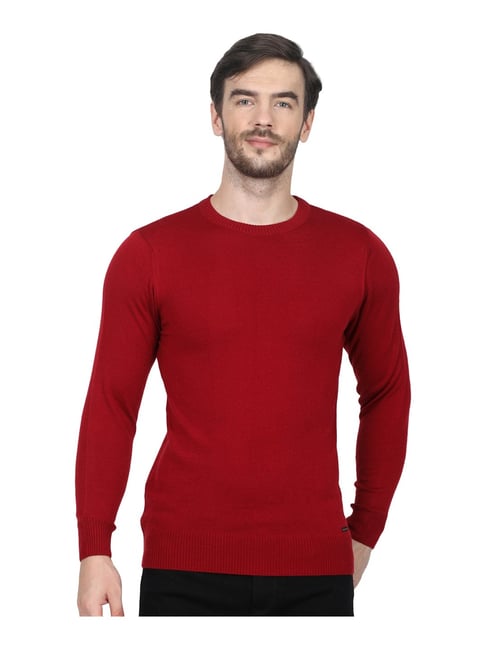 Buy Monte Carlo Red Round Neck Sweater for Men's Online Tata CLiQ
