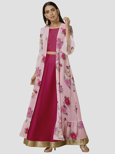 Buy Indya Pink Floral Print Shrug for Women Online Tata CLiQ
