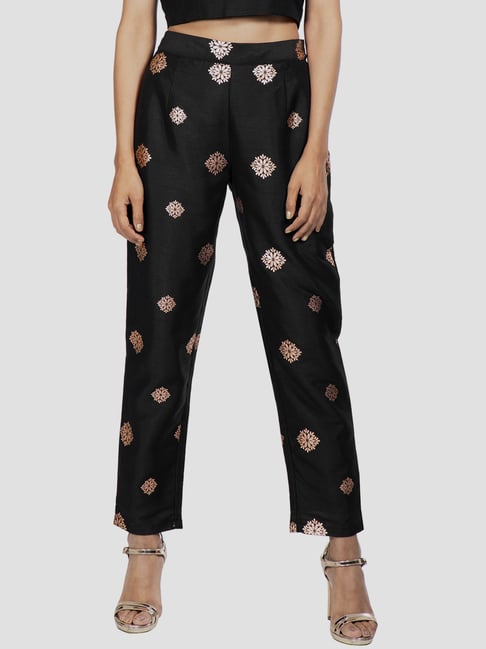 Buy Indya Black Printed Pants for Women Online @ Tata CLiQ