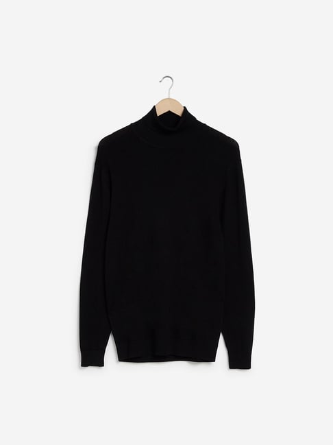 Buy WES Formals by Westside Black Turtleneck Slim Fit Sweater for