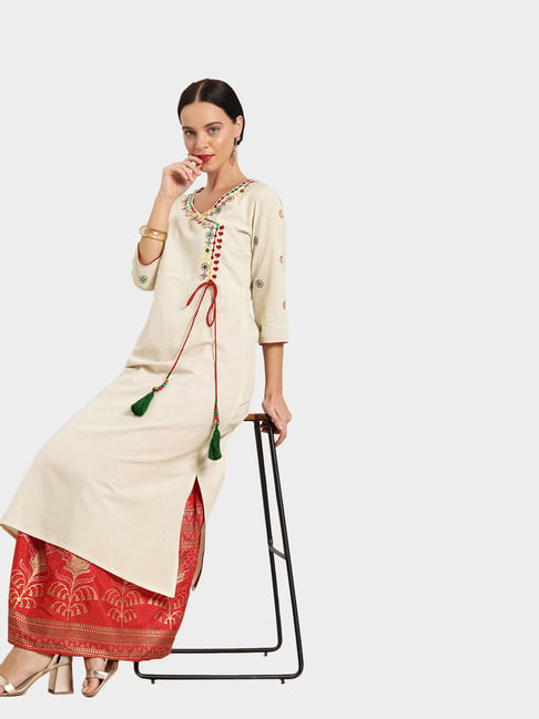 Jaipur Kurti Cream Embroidered Kurta-picture-21