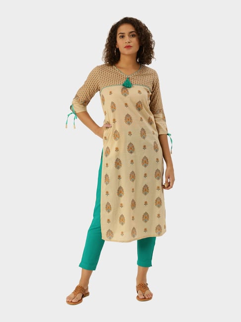 Jaipur Kurti Beige Kurta Pant Set