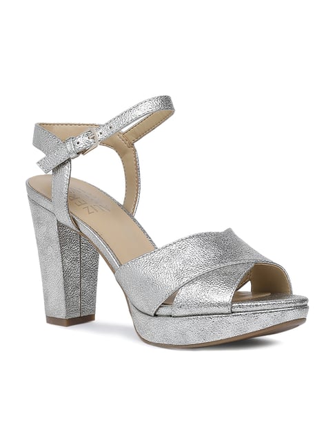 Buy Naturalizer by Bata Silver Ankle Strap Sandals for Women at