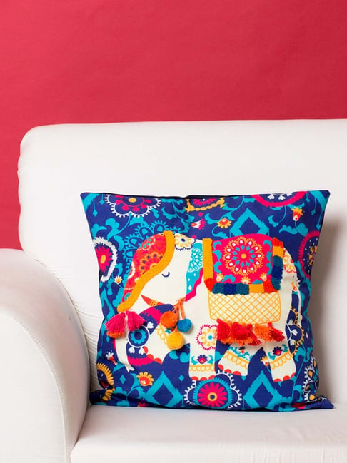 Buy Chumbak Regal Elephant Blue Cushion Cover Set of 1 at Best Price Tata CLiQ