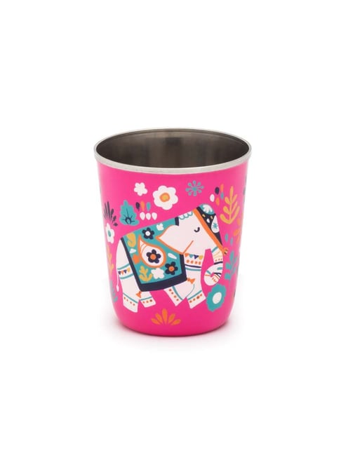 Chumbak Elephant In The Jungle Pink Stainless Steel Tumbler - Set of 1-picture-25