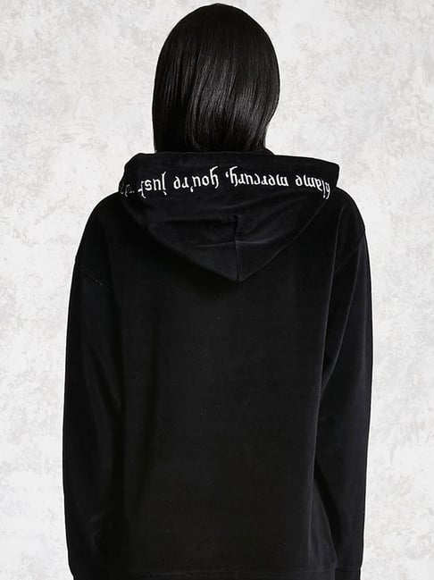 Buy Forever 21 Black White Regular Fit Hoodie for Women Online Tata CLiQ