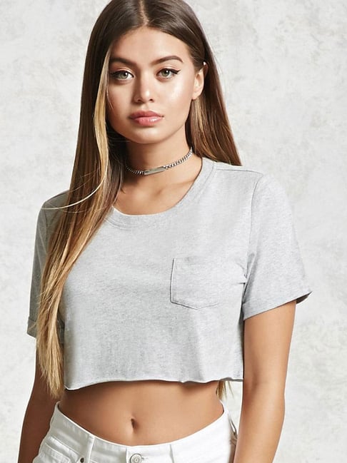 forever 21 grey crop top