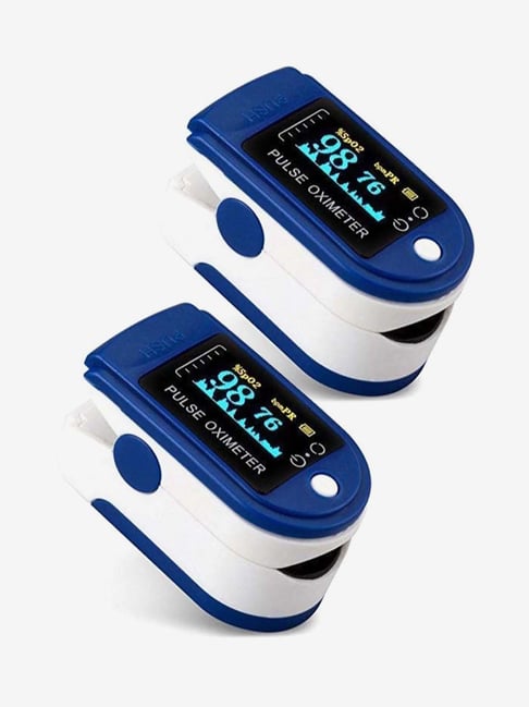 HomePro Fingertip Pulse Oximeter with OLED Display - Pack of 2 (White/Blue)