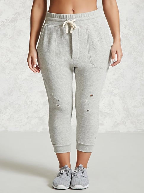 Buy Forever 21 Heather Grey Mid Rise Joggers for Women Online Tata CLiQ