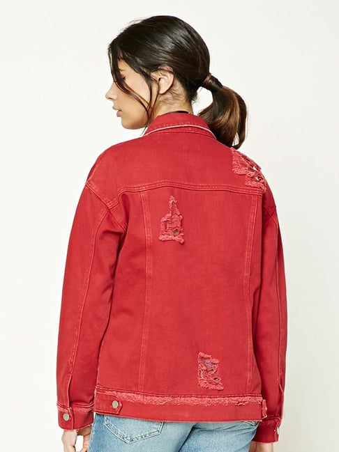 Red jean jacket forever on sale 21