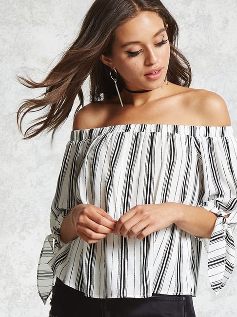 Buy Forever 21 White Black Striped Top for Women Online Tata CLiQ