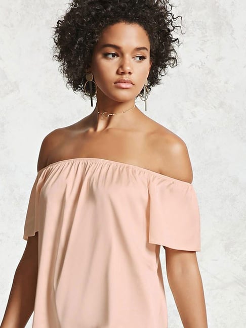 Forever 21 pink off the discount shoulder top