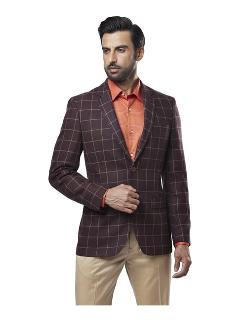 Raymond check hot sale blazer fabric