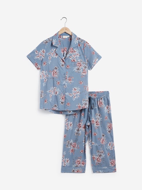Buy Wunderlove by Westside Blue Floral Shirt and Capris Set Online at Best Prices | Tata CLiQ