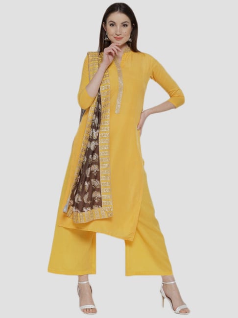 Saree Mall Yellow Solid Dress Material