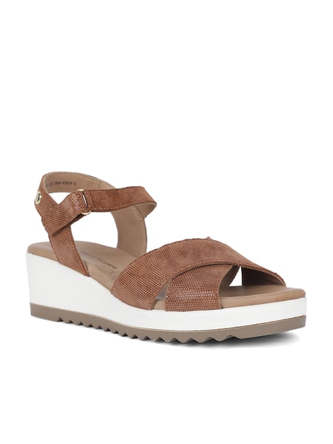 Hush Puppies by Bata Women's Brown Ankle Strap Wedges