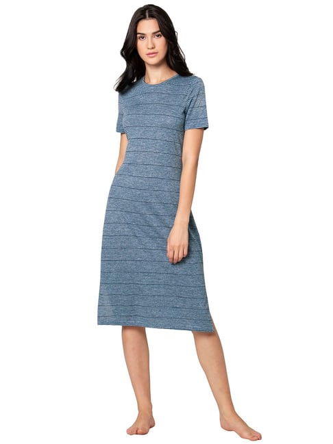 Buy FabAlley Blue Striped T Shirt Dress for Women Online Tata CLiQ