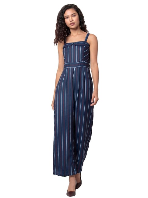Buy FabAlley Navy Striped Jumpsuit for Women Online Tata CLiQ