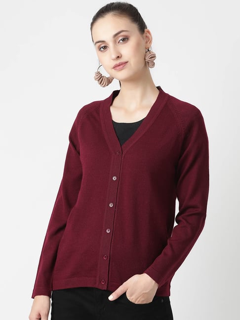 maroon cardigan womens