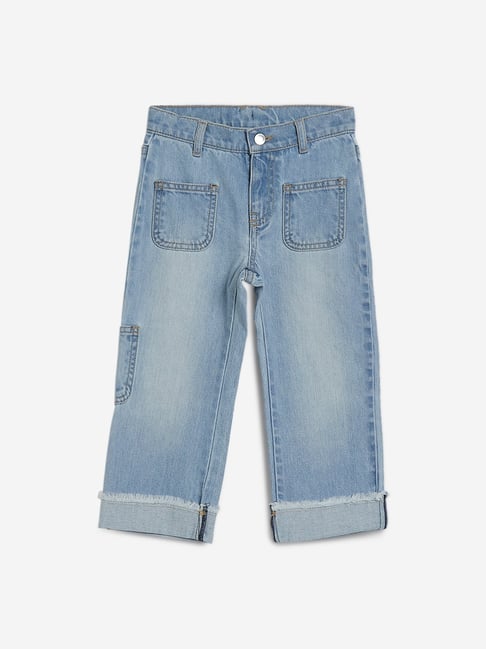 Buy HOP Kids by Westside Blue Wide-Leg Jeans for Girls Clothing