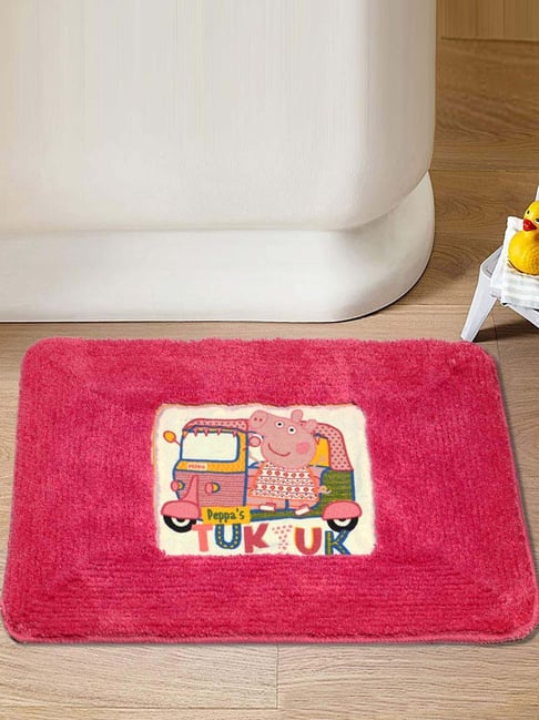 Saral Home Peppa Pig Pink Microfibre Anti Slip Kids Bath Mat - Set of 1