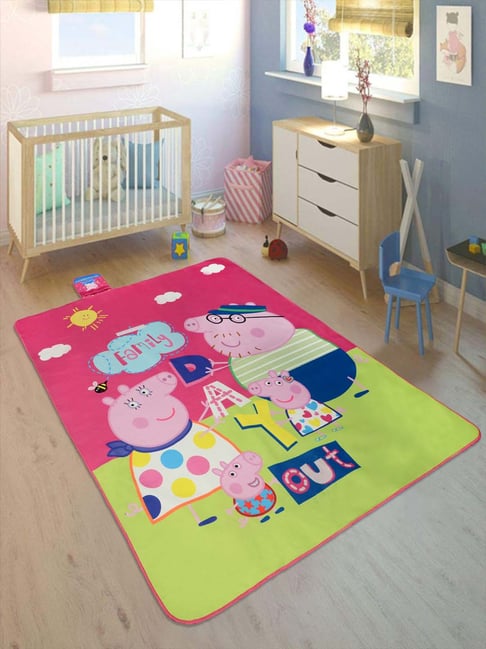 Saral Home Peppa Pig Pink & Green Microfibre Kids Picnic Mats - Set of 1