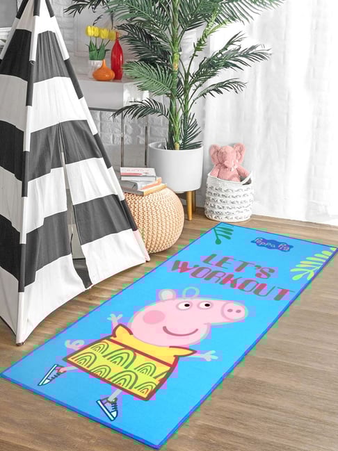 Saral Home Peppa Pig Sky Blue Microfibre Anti-Skid Kids Exercise Mats - Set of 1
