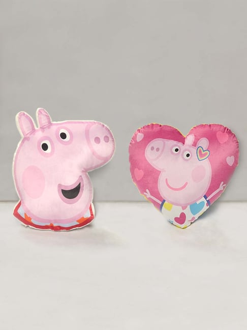 Saral Home Peppa Pig Pink Velvet Kids Cushions - Set of 2