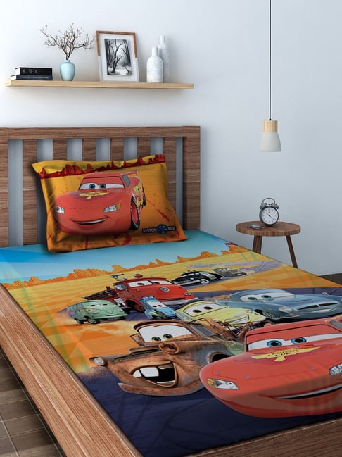 Athom Trendz Cars Multicolor Cotton 214 TC Kids Bed Linen Set-Athom Trendz-HomeFurnishing-TATA CLIQ