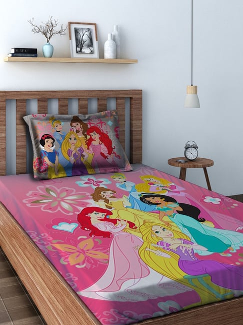 Athom Trendz Princess Pink Cotton 222 TC Kids Bed Linen Set-Athom Trendz-HomeFurnishing-TATA CLIQ