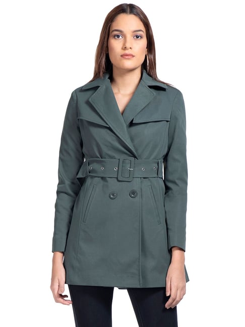 Trench Coat Grey Peacoat Miss Sixty M60 Grey Wool Blend Double